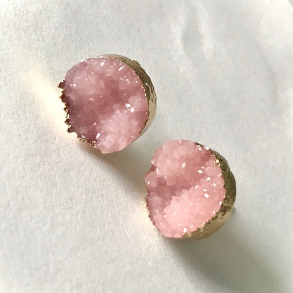 Indie Boho Druzy Jade Green Crystal Quartz Earring - Picture 4 of 8